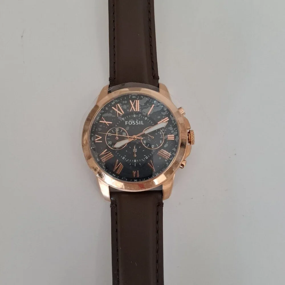 Fossil Men’s Grant Chronograph Watch – Rose Gold/Brown (Model FS5068IEM)